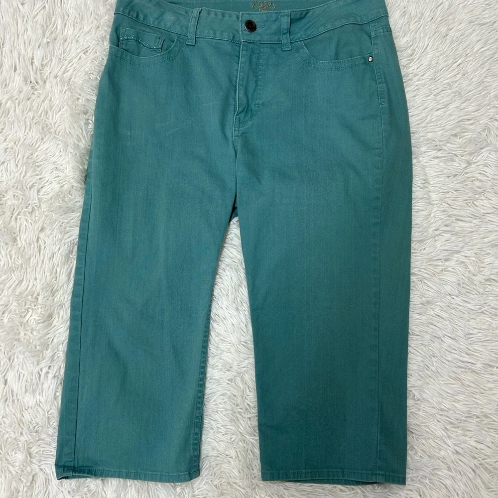 Teal Denim Cropped Pants by Riders by Lee Capris